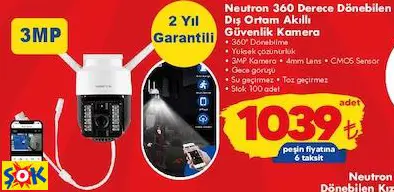 NEUTRON 360 DERECE DÖNEBİLEN DIŞ ORTAM AKILLI GÜVENLİK KAMERA NEUTRON 360 DERECE DÖNEBİLEN DIŞ ORTAM AKILLI GÜVENLİK KAMERA